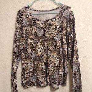 White Stag floral print long sleeve blouse 2XL